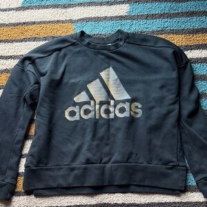 Adidas Women's Black Crewneck Sweater, cropped - size medium